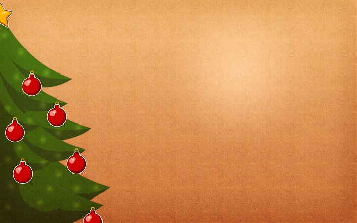 圣诞树，红球，橙色背景 壁纸 图片
