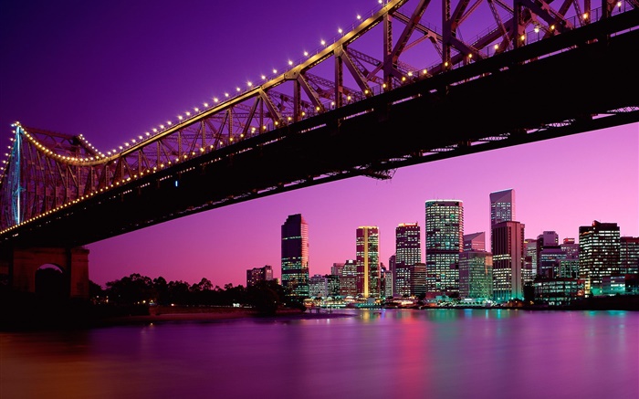 城市，桥梁，建筑，灯，澳大利亚 壁纸 图片