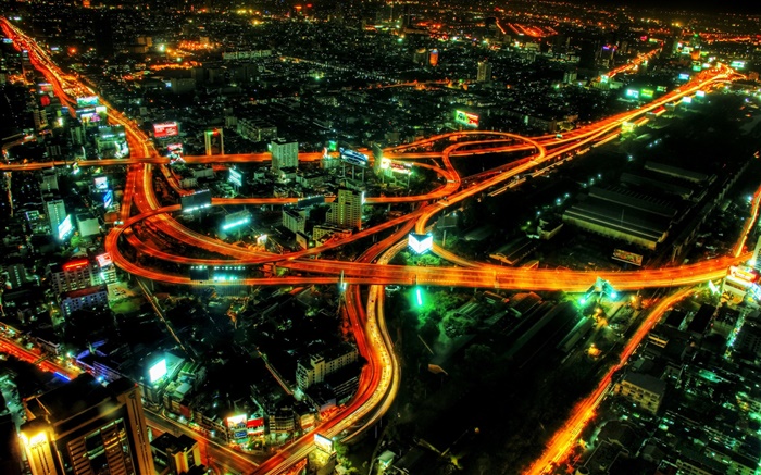 市交通，线条灯，美丽的夜晚 壁纸 图片