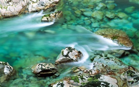 清澈的河水，河，石头