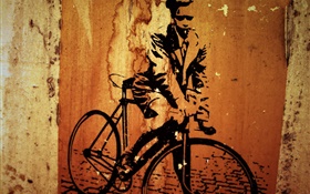 创意绘画，自行车，墙