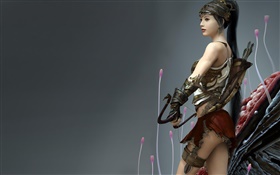 幻想亚洲女孩，战士，弓