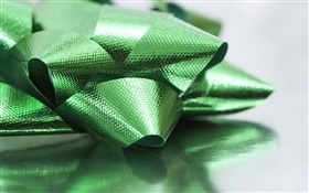 绿丝带，圣诞装饰 高清壁纸