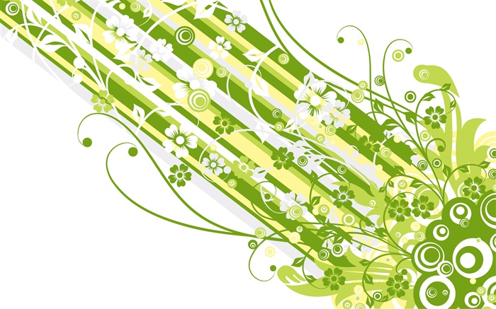 绿色风格，带，花，矢量设计 壁纸 图片