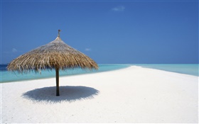 马尔代夫，沙滩，大海，遮阳篷