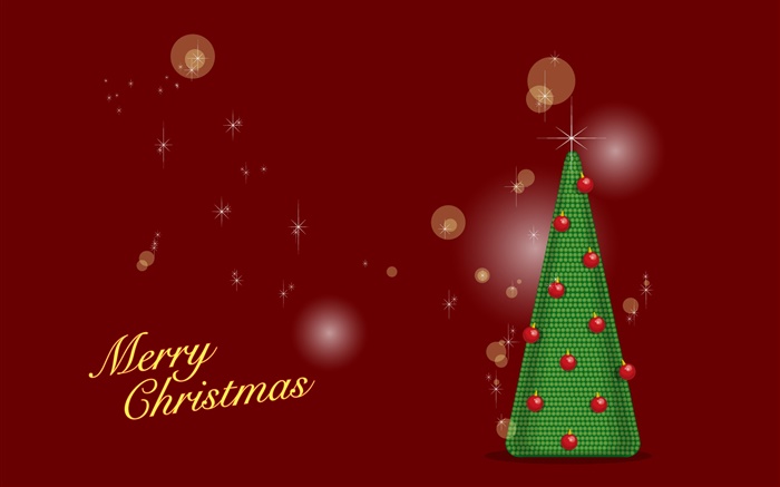 圣诞快乐，绿色的树，红色的背景，矢量 壁纸 图片