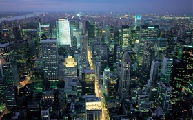 美国纽约，城市景观，夜晚，灯光，摩天大楼 高清壁纸
