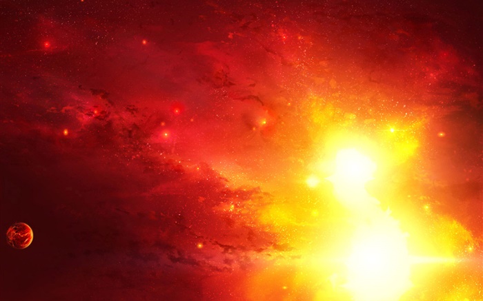 太空中红色的光亮，超新星 壁纸 图片