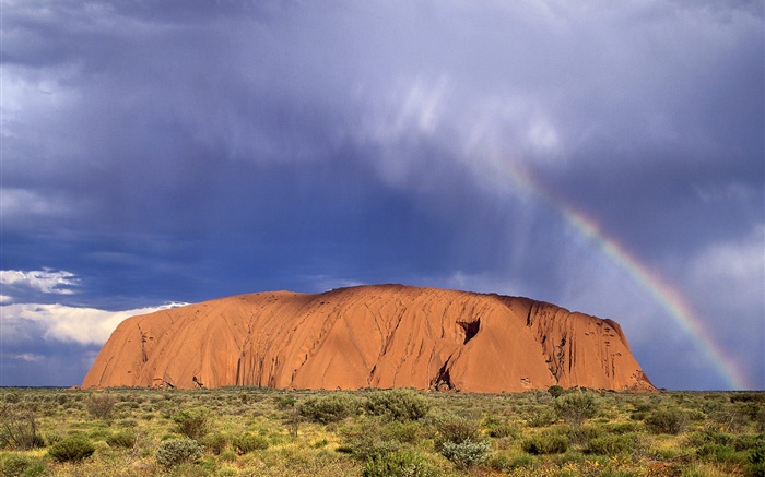 岩石山，草地，沙漠，澳大利亚 壁纸 图片