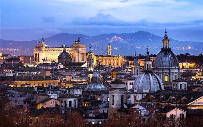 罗马，梵蒂冈，意大利，城市，房子，晚上 壁纸 图片