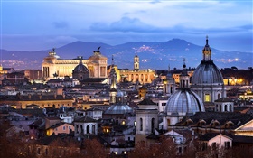 罗马，梵蒂冈，意大利，城市，房子，晚上 高清壁纸