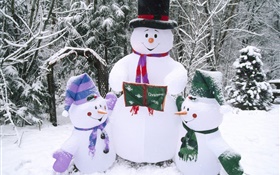 雪人，雪，冬天，圣诞节 高清壁纸