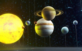 太阳系行星，空间，模型 高清壁纸