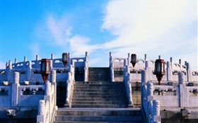 楼梯，云，北京紫禁城