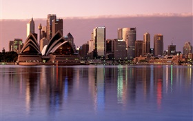 悉尼，城市，黄昏，建筑，澳大利亚 高清壁纸