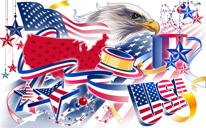 美国独立日，节日主题图片，矢量设计 壁纸 图片