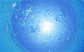 水下，蓝色的大海，水泡，太阳，马尔代夫