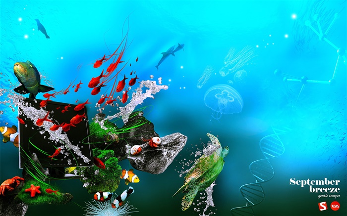 水下，海，鱼，监控，DNA，创意设计 壁纸 图片