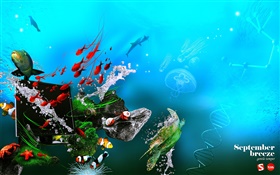 水下，海，鱼，监控，DNA，创意设计 高清壁纸
