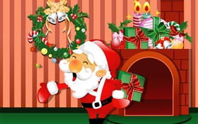 矢量图片，圣诞节，圣诞老人，礼物，蜡烛 高清壁纸