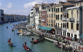 威尼斯，意大利，运河，房子，船只 高清壁纸