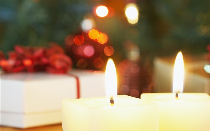 温暖的蜡烛灯，圣诞快乐 壁纸 图片