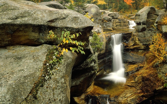 瀑布，岩石，秋天 壁纸 图片