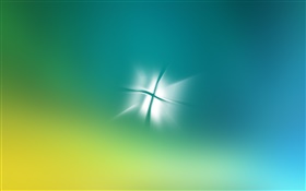 Windows徽标，眩光，绿色和蓝色背景 高清壁纸
