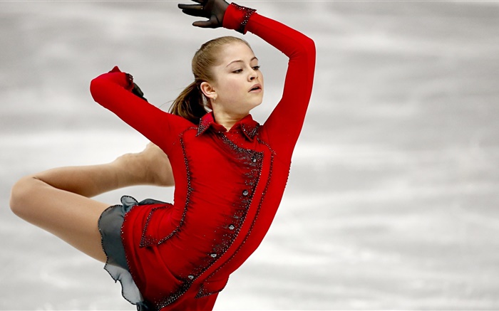 尤利娅·利普尼茨卡娅，花样滑冰，红色礼服 壁纸 图片