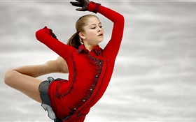 尤利娅·利普尼茨卡娅，花样滑冰，红色礼服 高清壁纸