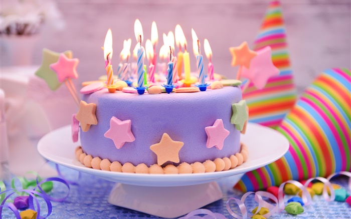 生日快乐，蛋糕，装饰，甜，蜡烛 壁纸 图片