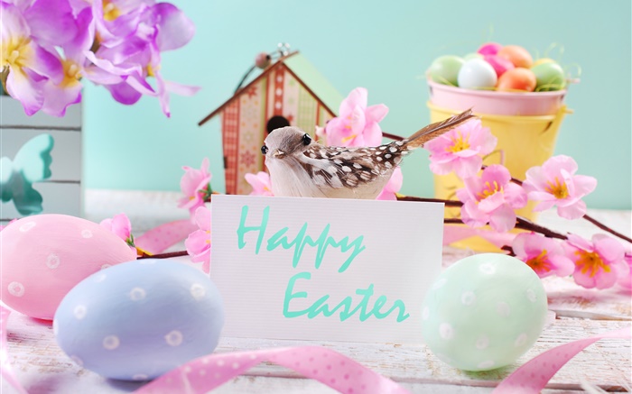 复活节快乐，鲜花，鸡蛋，装饰，春天 壁纸 图片