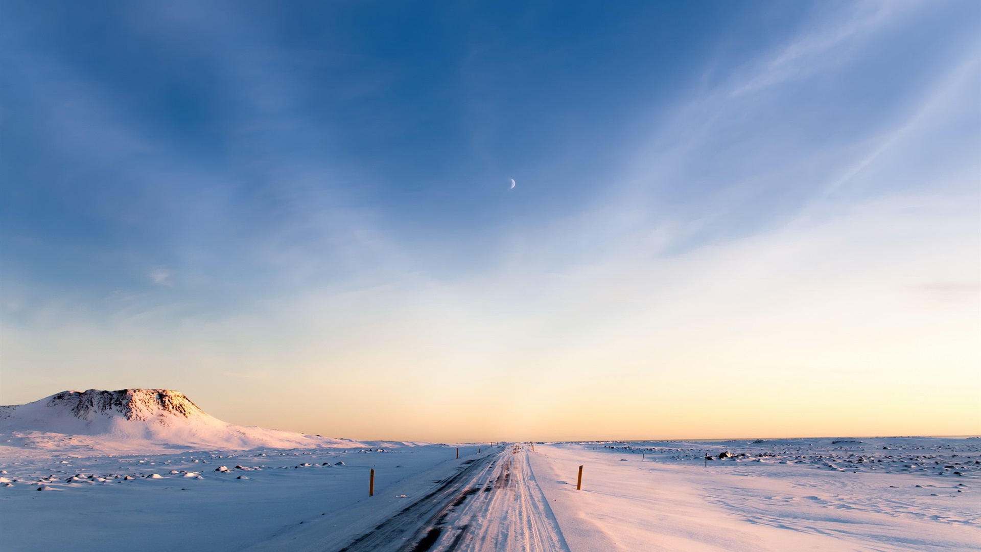 冰岛 冬季 雪 道路 早晨 天空桌面壁纸 19x1080 壁纸下载 Cn Hdwall365 Com