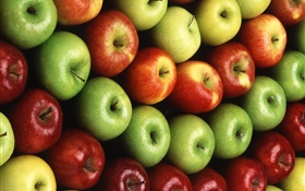 许多苹果，红，橙，绿