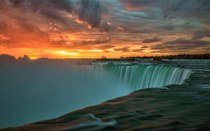 尼亚加拉大瀑布，日落，云海，加拿大 壁纸 图片