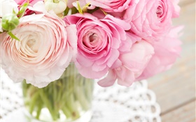 粉红毛茛，花束，花