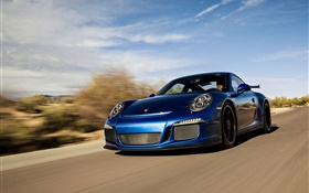 保时捷911 GT3超级跑车蓝速度 高清壁纸