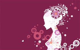 紫色背景，矢量女孩，创意设计 高清壁纸