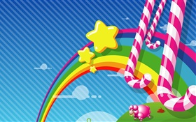 彩虹，星星，糖果，矢量图片
