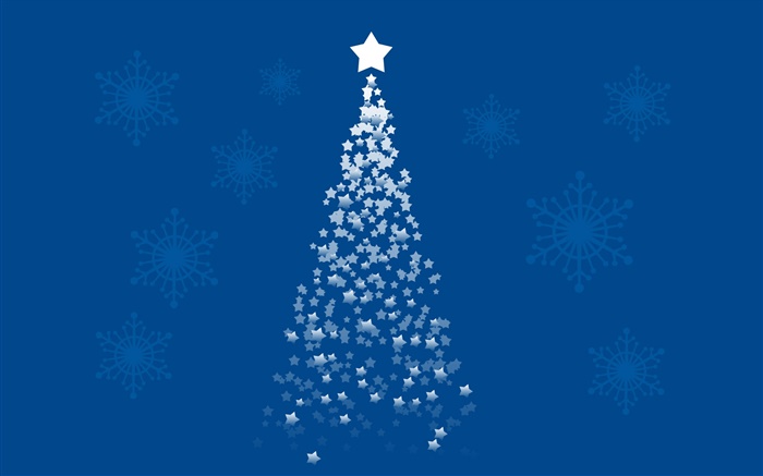 星星圣诞树，蓝色背景，艺术图片 壁纸 图片