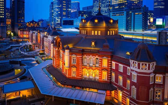 东京丸之内，日本，城市夜景，建筑 壁纸 图片