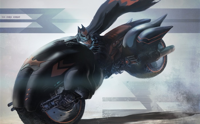 蝙蝠侠骑摩托车，速度，绘画艺术 壁纸 图片