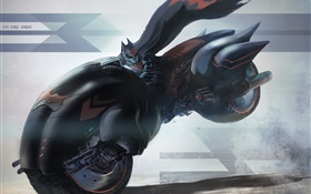 蝙蝠侠骑摩托车，速度，绘画艺术 高清壁纸