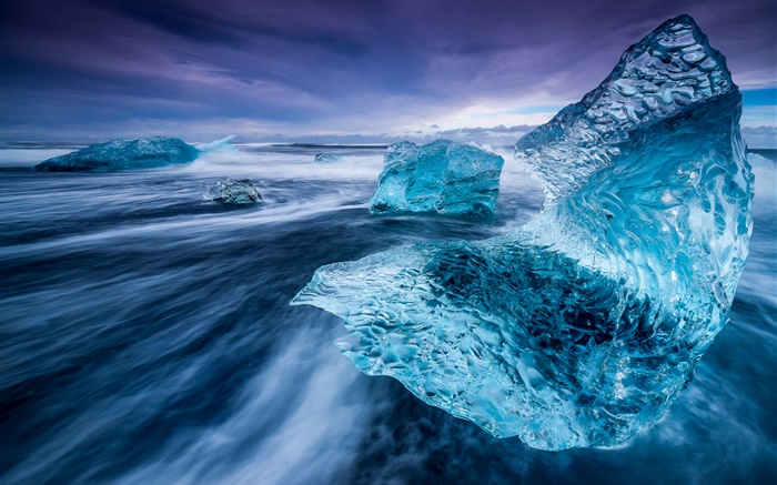 冰岛，冰山，海，冰 壁纸 图片