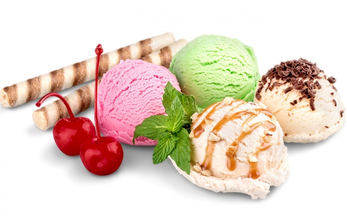 夏季甜食，冰淇淋球 壁纸 图片