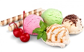夏季甜食，冰淇淋球 高清壁纸