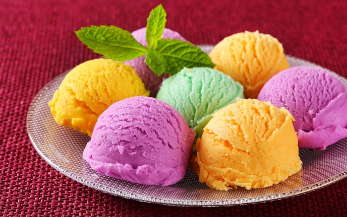 甜食，冰淇淋球，甜点，多彩的颜色 壁纸 图片