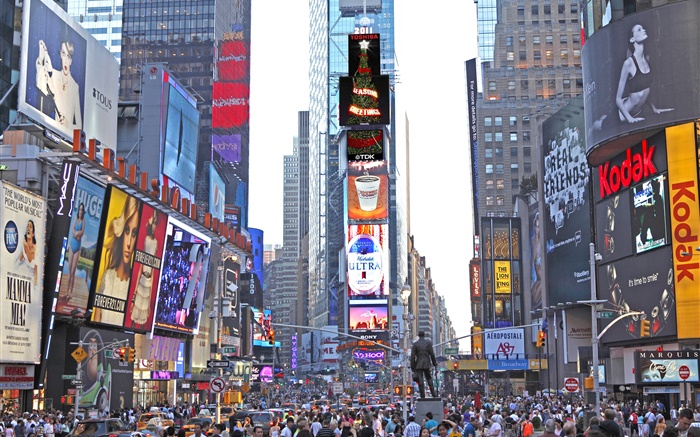纽约，时代广场，摩天大楼，街道，人们 壁纸 图片