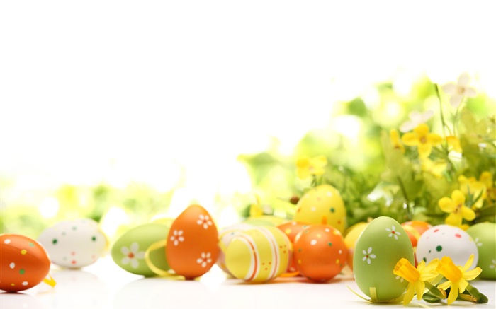复活节快乐，鸡蛋，花，春天 壁纸 图片