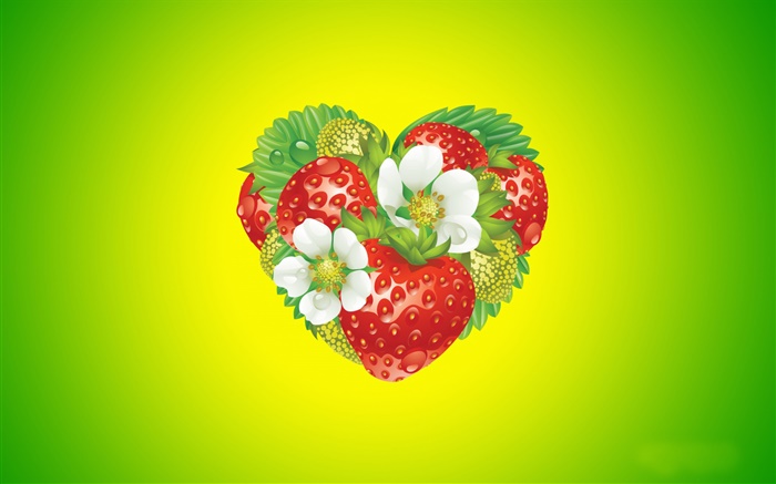 爱的心，鲜花，草莓，创意设计 壁纸 图片